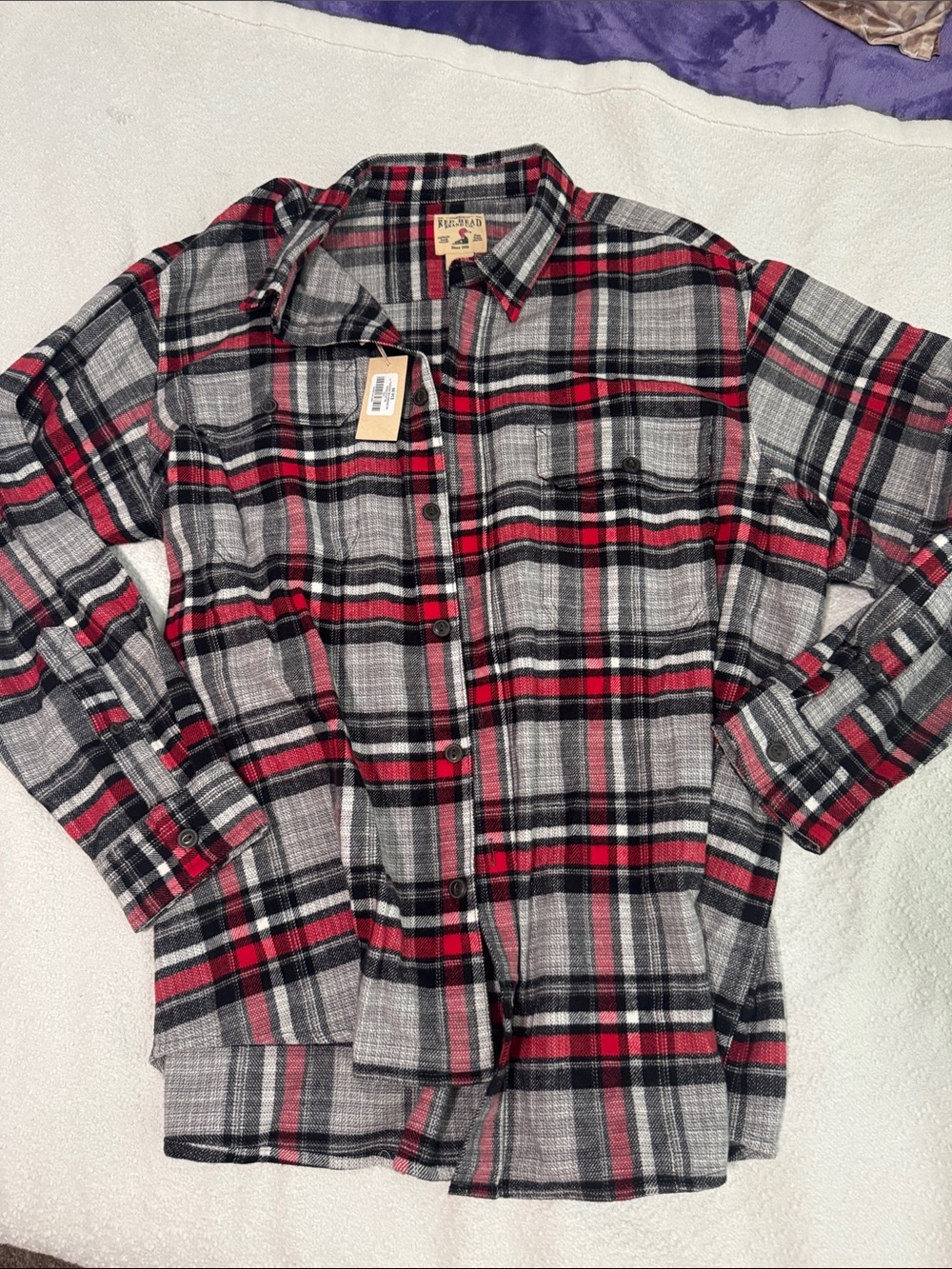 RedHead Red and Gray Plaid Button-Down Shirt